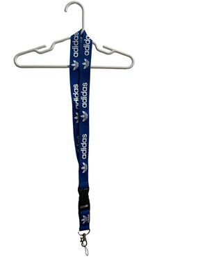 Adidas Lanyards Blue White Detachable Keychain Clip ID Holder Strap